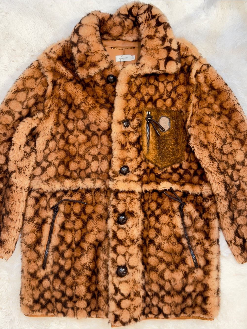 Coach Shearling C Logo Pattered Coat.. Jennifer Lopez Vibes